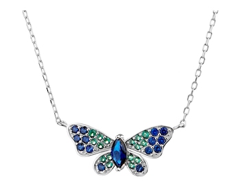 Stříbrný náhrdelník se zirkony - motýl