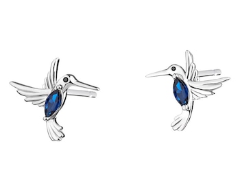 Stříbrné náušnice se zirkony - kolibříci