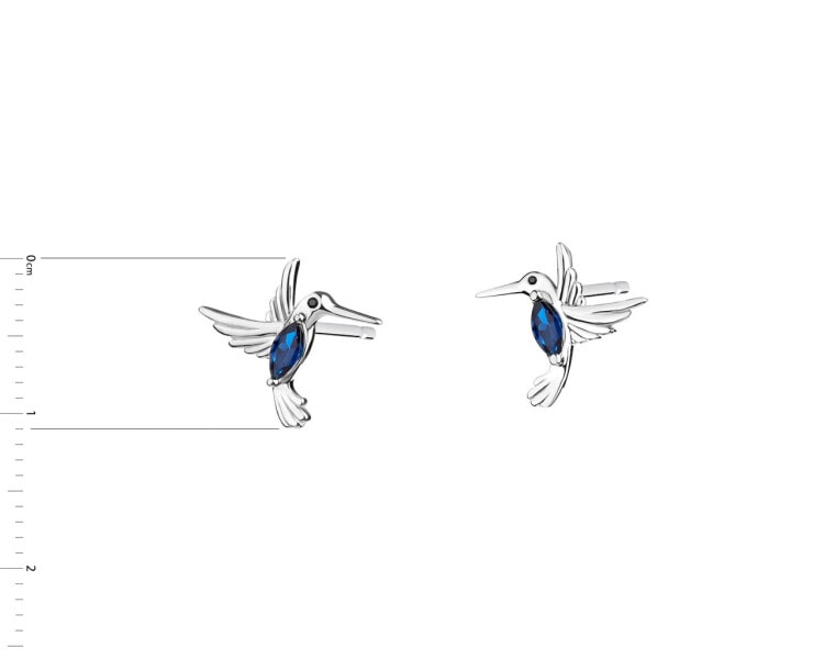 Kolczyki srebrne z cyrkoniami - kolibry