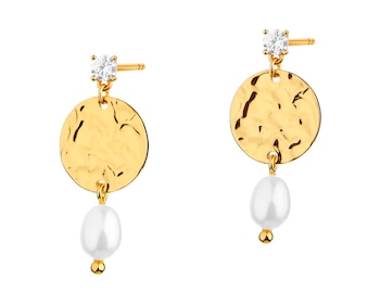 Gold-Plated Silver Dangling Earring with Pearl
