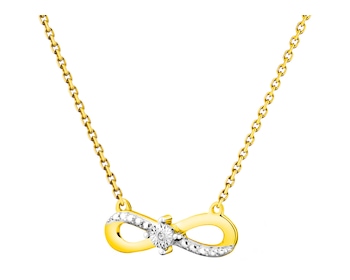 375 Yellow And White Gold Plated Necklace with Diamond 0,05 ct - fineness 375