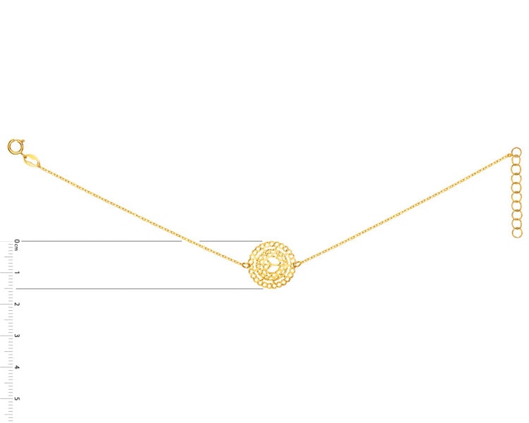 Złota bransoletka, ankier - rozeta, znak pokoju