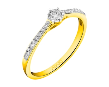 Prsten ze žlutého a bílého zlata s diamanty 0,15 ct - ryzost 585