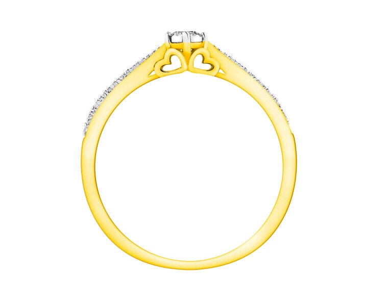 585 Yellow And White Gold Plated Ring with Diamonds 0,15 ct - fineness 585