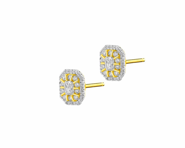 14 K Rhodium-Plated Yellow Gold Earrings 0,40 ct - fineness 14 K