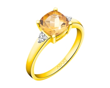 9 K Rhodium-Plated Yellow Gold Ring - fineness 9 K
