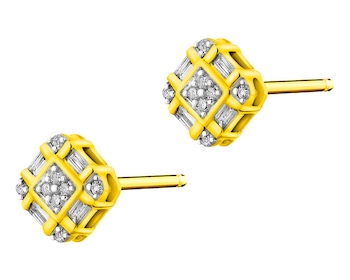14 K Rhodium-Plated Yellow Gold Earrings 0,10 ct - fineness 14 K