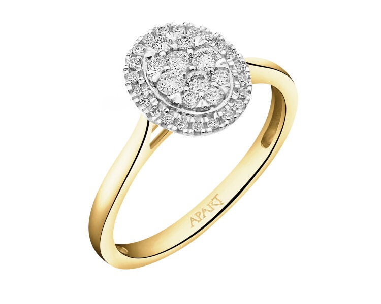 Pierścionek z żółtego złota z diamentami 0,25 ct - próba 585
