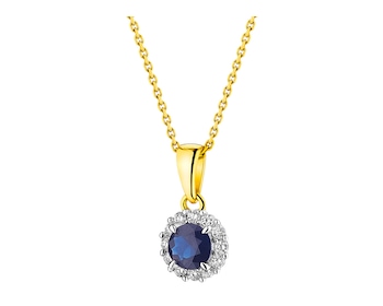 Gold pendant with brilliants and sapphire - fineness 14 K