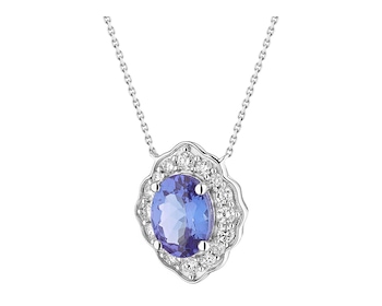 White gold necklace with brilliants ant tanzanites 0,25 ct - fineness 14 K