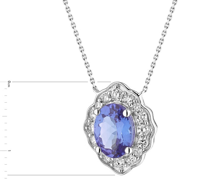 White gold necklace with brilliants ant tanzanites - fineness 14 K
