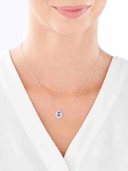 Náhrdelník z bílého zlata s brilianty a tanzanitem - ryzost 585