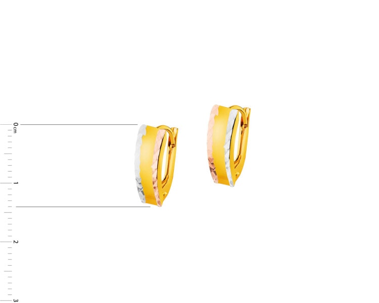 14 K Yellow, Rose & Rhodium Plated White Gold Earrings 