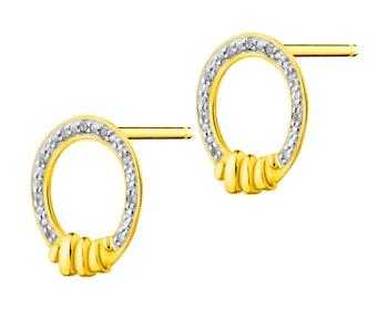Zlaté náušnice s diamanty - kroužky 0,05 ct - ryzost 585