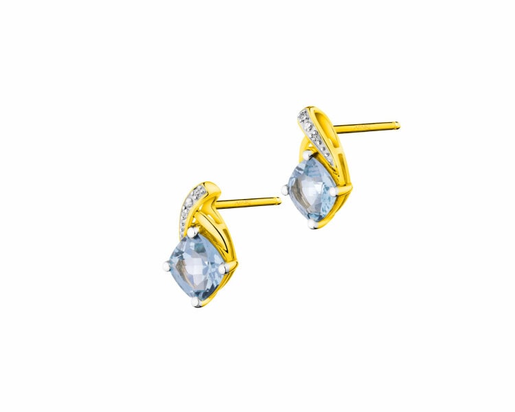9 K Rhodium-Plated Yellow Gold Earrings - fineness 9 K
