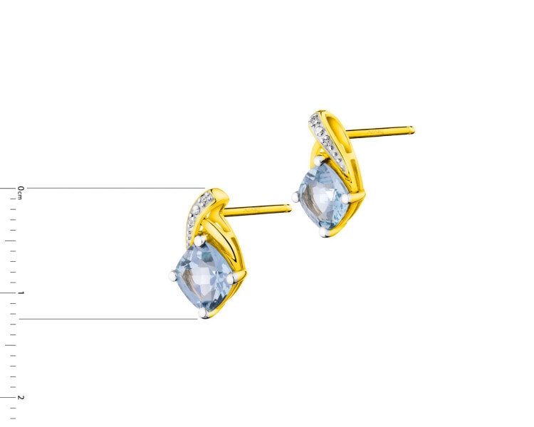 9 K Rhodium-Plated Yellow Gold Earrings - fineness 9 K