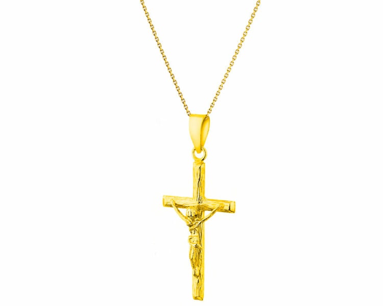 Złota zawieszka - krzyż z wizerunkiem Chrystusa