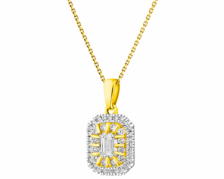 14 K Rhodium-Plated Yellow Gold Pendant with Diamonds 0,40 ct - fineness 14 K