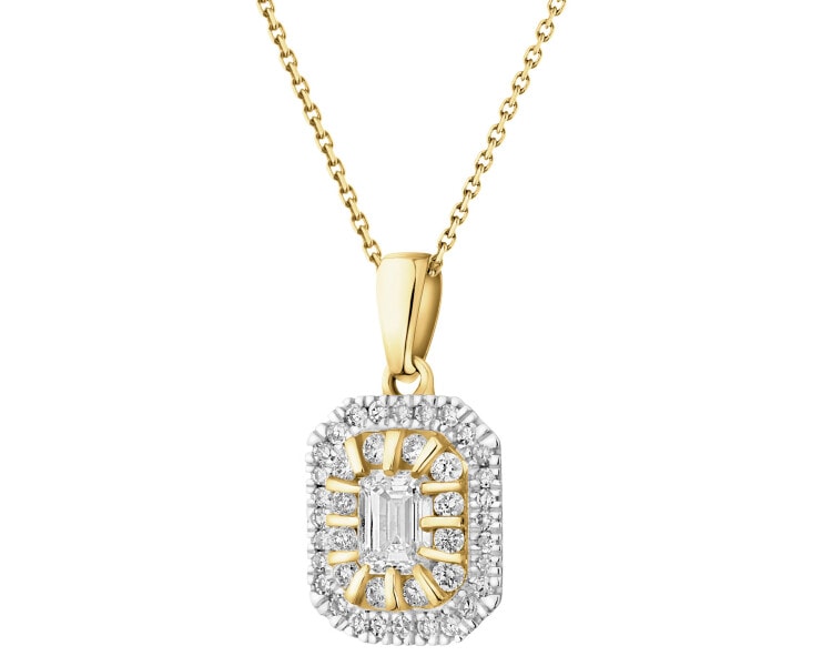 14 K Rhodium-Plated Yellow Gold Pendant with Diamonds 0,40 ct - fineness 14 K