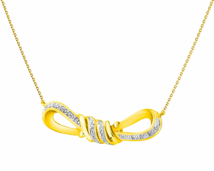 9 K Rhodium-Plated Yellow Gold Necklace with Diamonds 0,04 ct - fineness 9 K