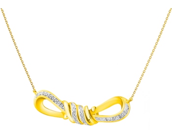 9 K Rhodium-Plated Yellow Gold Necklace with Diamonds 0,04 ct - fineness 9 K
