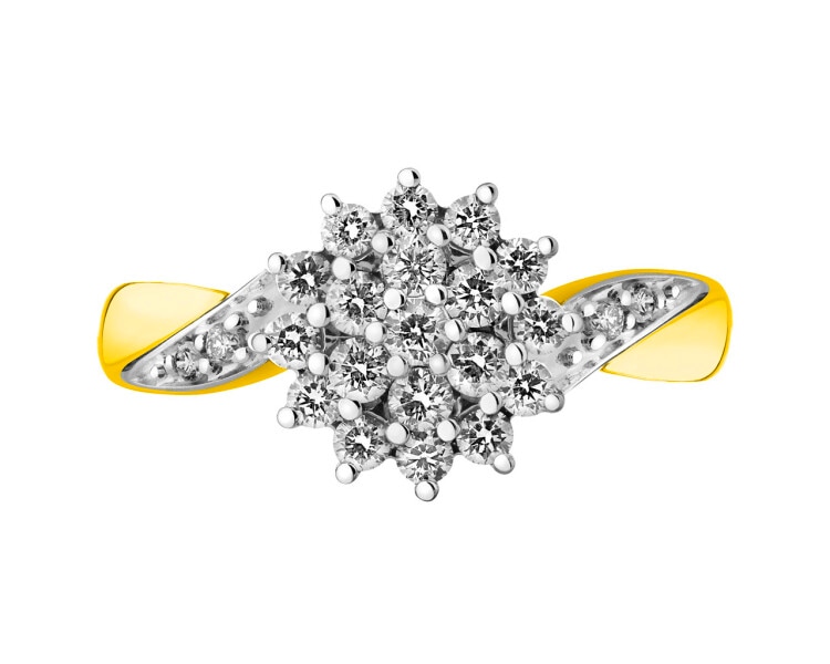 Prsten ze žlutého a bílého zlata s brilianty 0,50 ct - ryzost 585
