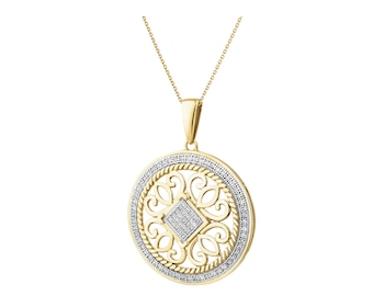 14 K Rhodium-Plated Yellow Gold Pendant with Diamonds - 0,32 ct - fineness 14 K