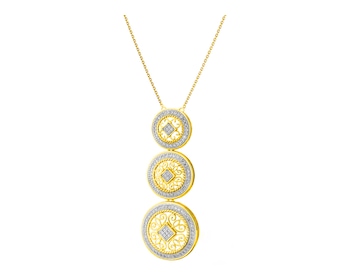 14 K Rhodium-Plated Yellow Gold Necklace with Diamonds 0,33 ct - fineness 14 K