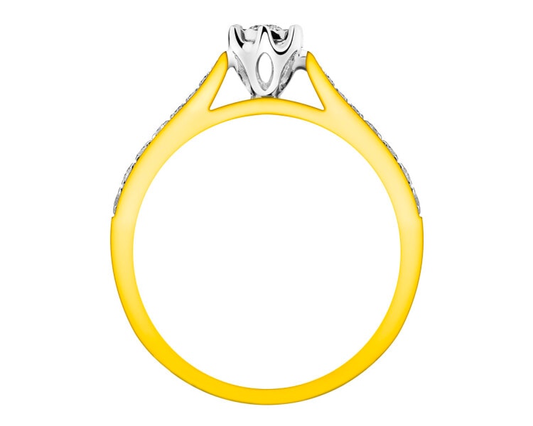 Prsten ze žlutého a bílého zlata s brilianty 0,20 ct - ryzost 585