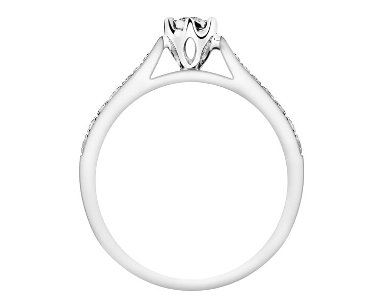 14 K Rhodium-Plated White Gold Ring with Diamonds 0,20 ct - fineness 14 K