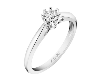 14 K Rhodium-Plated White Gold Ring with Diamond 0,23 ct - fineness 14 K
