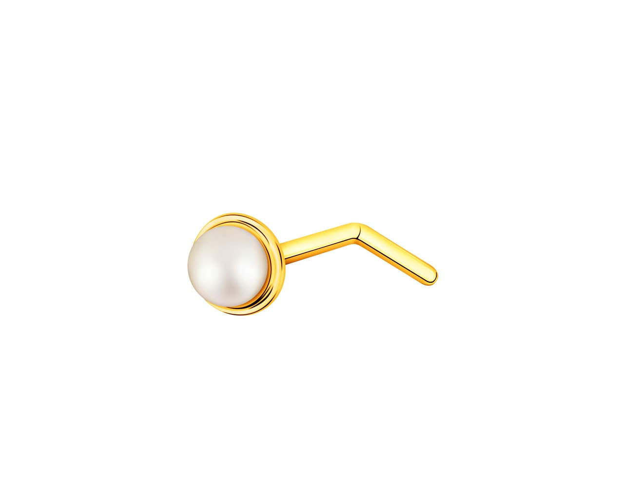 Złoty kolczyk z perłą do nosa - kulka