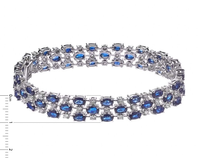 White gold bracelet with brilliants and sapphires - fineness 14 K