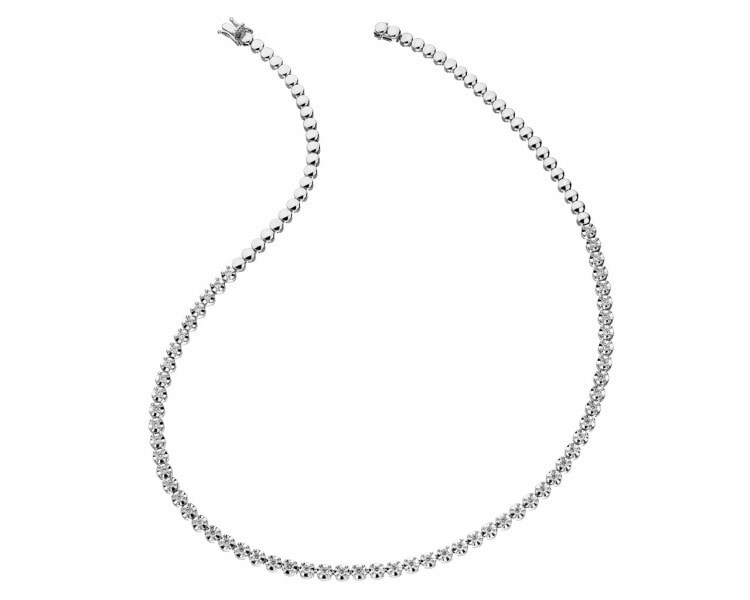14 K Rhodium-Plated White Gold Necklace with Diamonds 2,08 ct - fineness 14 K