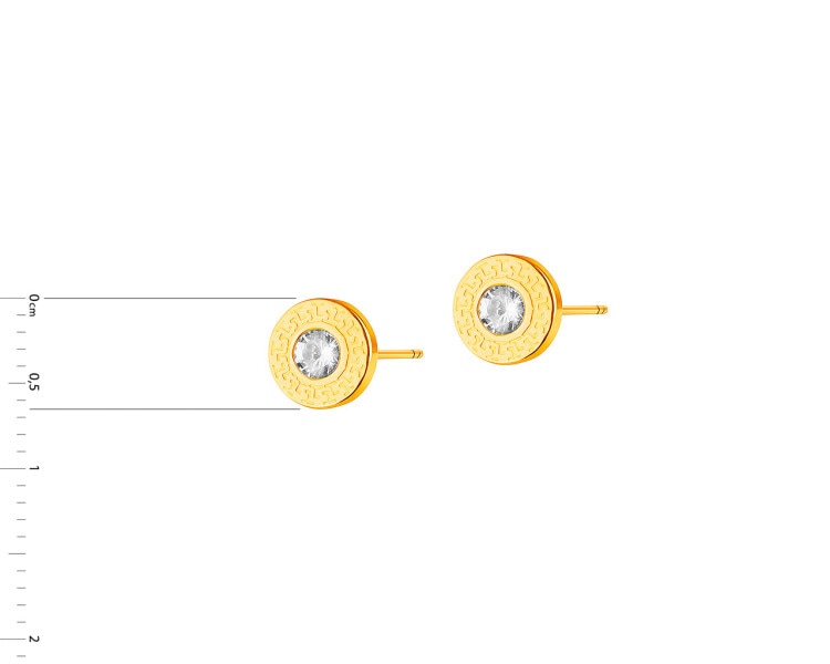 14 K Yellow Gold Earrings with Cubic Zirconia