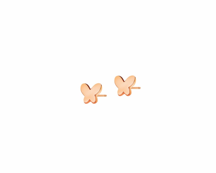 Náušnice z růžového zlata - motýli