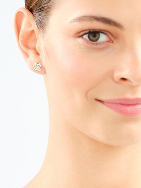 Náušnice ze žlutého, bílého a růžového zlata s diamanty - 0,08 ct - ryzost 585