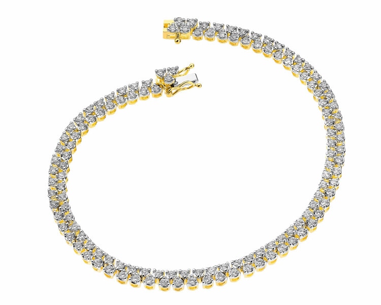 14 K Rhodium-Plated Yellow Gold Bracelet with Diamonds 2 ct - fineness 14 K