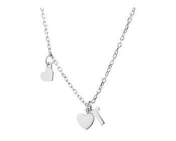 Stříbrný náhrdelník - písmeno T, srdce