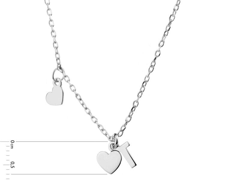 Stříbrný náhrdelník - písmeno T, srdce