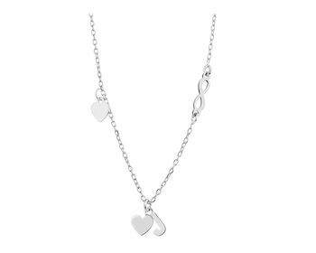 Stříbrný náhrdelník - písmeno J, srdce, nekonečno