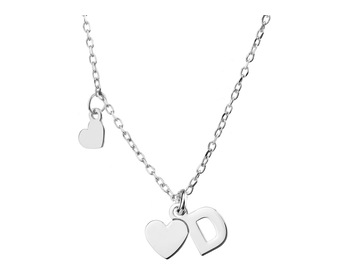 Stříbrný náhrdelník - písmeno D, srdce