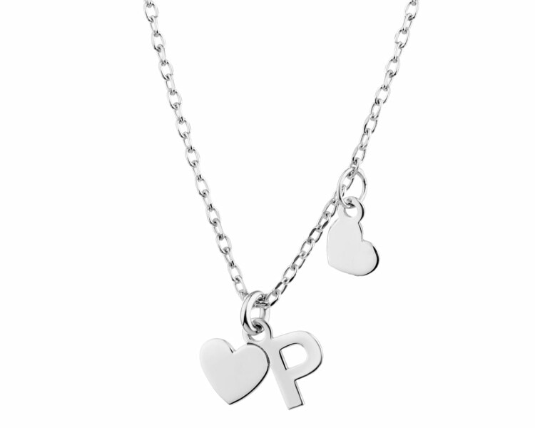 Stříbrný náhrdelník - písmeno P, srdce