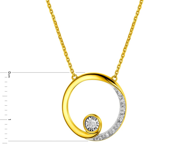 375 Yellow And White Gold Plated Necklace with Diamonds 0,05 ct - fineness 375