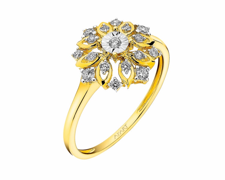 Prsten ze žlutého a bílého zlata s brilianty 0,21 ct - ryzost 585