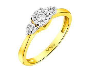 Prsten ze žlutého a bílého zlata s brilianty 0,12 ct - ryzost 585