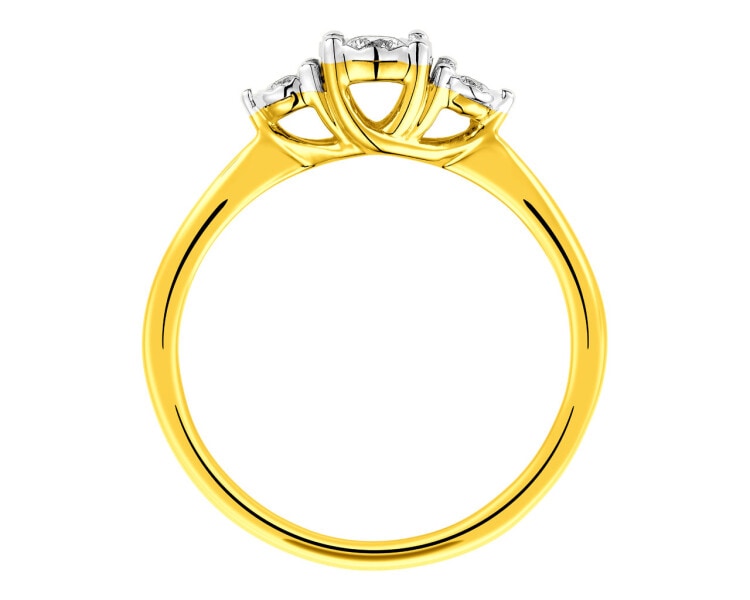 585 Yellow And White Gold Plated Ring with Diamonds 0,12 ct - fineness 585