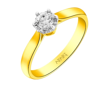 Zlatý prsten s briliantem 0,25 ct - ryzost 585