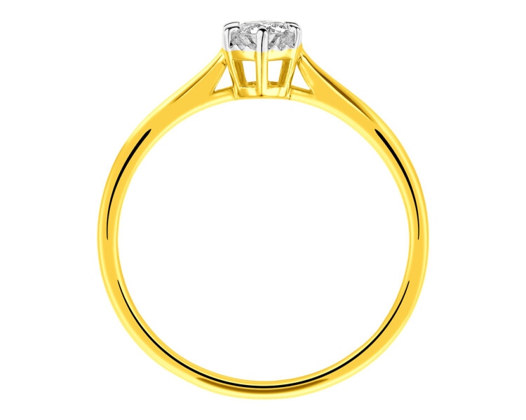 14 K Rhodium-Plated Yellow Gold Ring with Diamond 0,25 ct - fineness 14 K