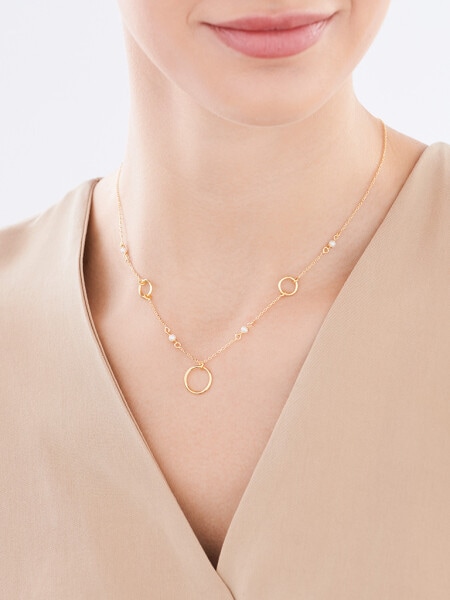 Pozlacený stříbrný náhrdelník s perlami